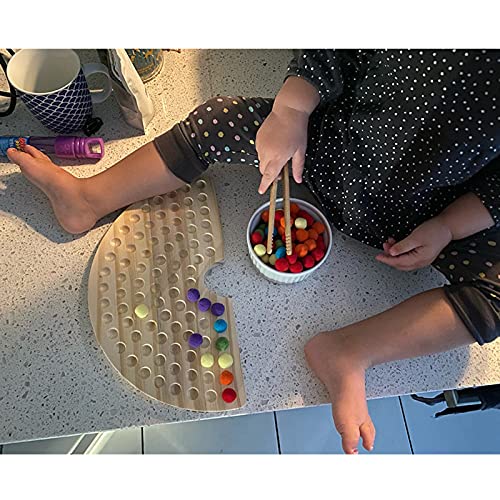 Sunmero Wooden Peg Board Beads Game Color Clip Bead Puzzle Sorting Toys