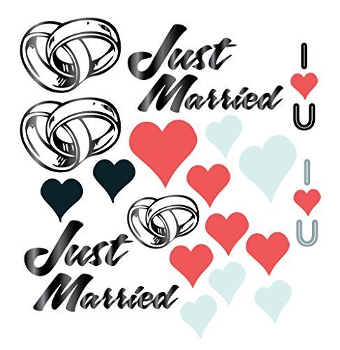 VictoryStore Yard Sign Outdoor Lawn Decorations: Just Married Wedding Lawn Decorations, Hanging Hearts Just Married, Set of 21