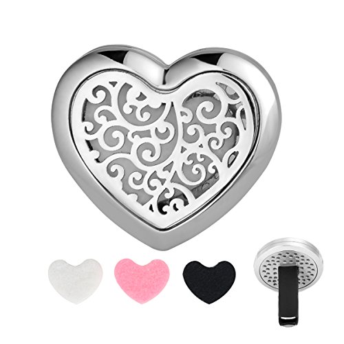 ZARABE Car Aromatherapy Essential Oil Diffuser With Vent Clip-Heart-shaped Air Freshener Locket