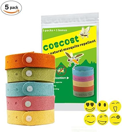 Natural Non-toxic Mosquito Repellent bracelet Pest Control Repeller Deet-free and Bugs Free 5 pack