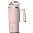 Hydrapeak Kids Voyager 18 oz Tumbler with Handle and Flip-Up Straw Lid | Spill Proof and Leak Resistant | Reusable Stainless Steel Water Bottle | Gift for Kids Boys Girls|Blossom Pink