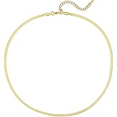 FOSIR Herringbone Necklace for Women, 14K Gold Plated/Silver/Black Choker Necklace, Dainty Surgical Stainless Steel Snake Chain for Women, 2.3mm/3mm/4mm/5mm Width