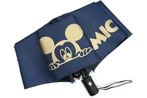 Finex Mickey Travel Compact Auto Folding Golf Umbrella with Auto Open Close One Button Handle & Wrist Strap