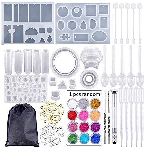 94 Pieces DIY Jewelry Silicone Casting Mold, Resin Molds Set with a Black Storage Bag for DIY Jewelry Craft Making - Thumbnail 5