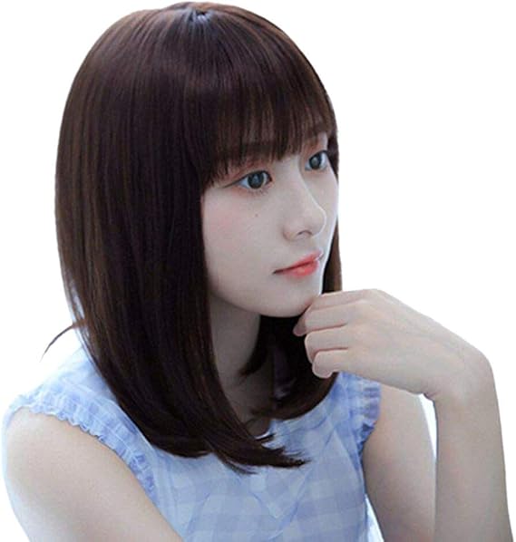 Amazon Co Jp J S ウィッグ ボブ セミロング フルウィッグ ミディアム かつら 女性 ストレート 医療用 小顔 ブラウン 服 ファッション小物