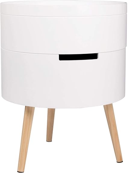 Esituro Bedside Table White Round Cabinet Nightstand Storage Unit Side End Table For Bedroom Living Room 38x38x49cm Scd0126 1 Amazon Co Uk Kitchen Home