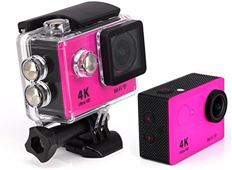 GView-WiFi Sports Action Camera 4K Ultra-HD Waterproof DV Video Camcorder 12MP 170 Degree Wide Angle 2 inch LCD Screen + Rechargeable Batteries (Pink)