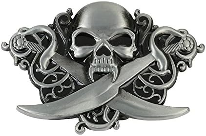 TAKELA Skull with Crossed Swords Belt Buckle