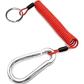 Malloryx 4' Breakaway Trailer Cable with Pin Trailer Brake Cable RV Stainless Steel Spring Towing Coiled Wire Safety Straps Ground Clip,for Breakaway Switch