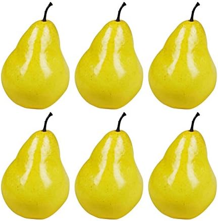 Fivtyily 6pcs Artificial Fruit Lifelike Foam Fake Pear Apple Decor Home Shop Accessories (Pear)
