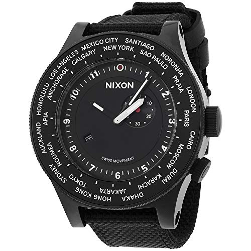 Nixon Men's A321001-00 Passport Analog Display Japanese Quartz Black Watch
