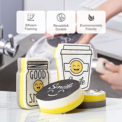 Scrub Sponge Non-Scratch Kitchen Cleaning Sponges for Dishes Reusable Heavy Duty Dishwashing Scrubbers Dual-Sided Scouring Pad, 8 Pack