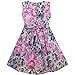 Sunny Fashion Girls Dress Purple Rose Flower Print Lace Waist Sleeveless