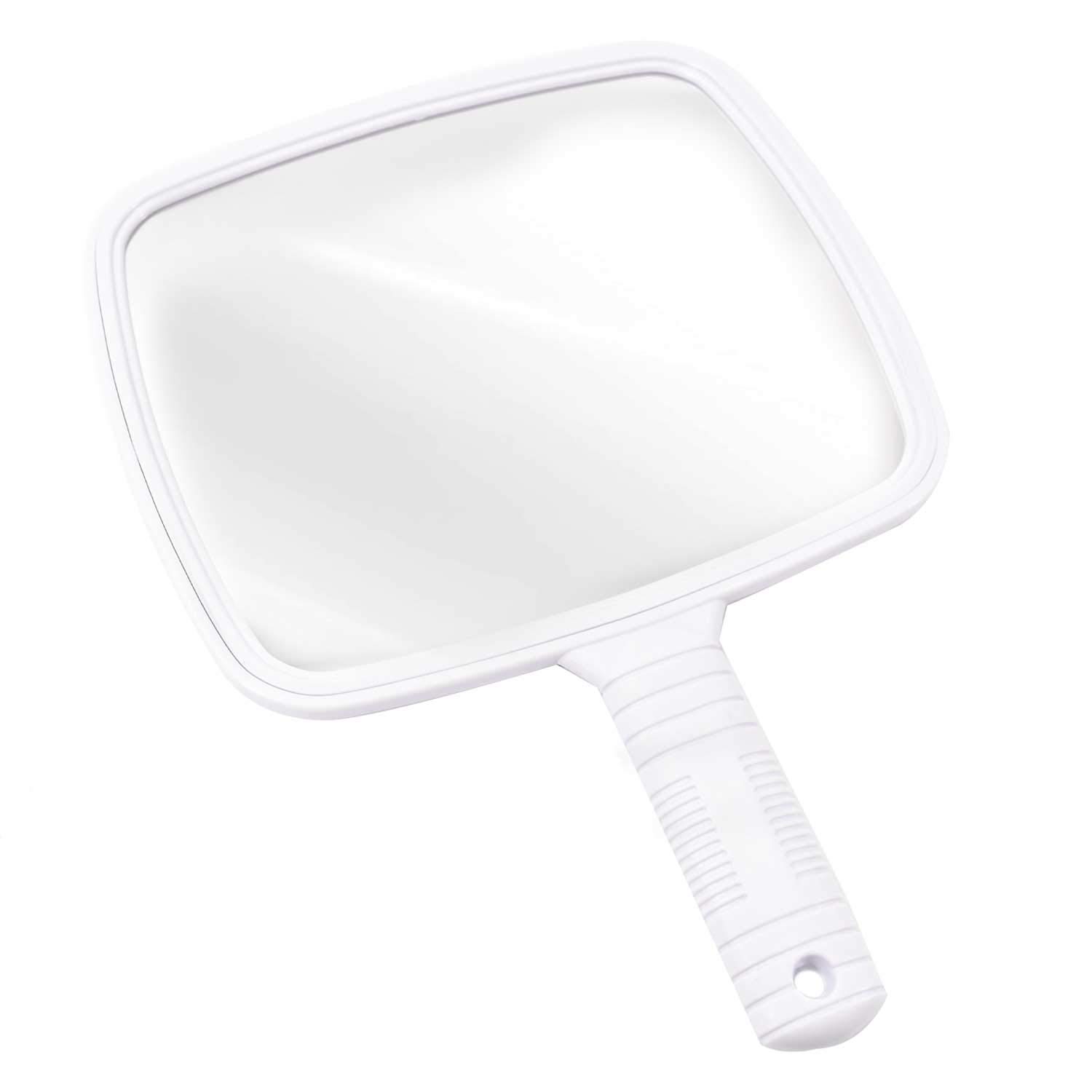 TRIXES Hand Mirror – Salon Hairdresser Hand Held Mirror – for Hairdressing and Beauty, Professional Barbers and Hairdressers – White – Wide Angle – 20 x 17.5cm — image 1