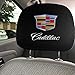 cargooghi Set of 2 for Cadillac Embroidered Black Gray Fabric Universal Headrest Cover Set (Cadillac)