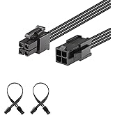 J&D (2 Pack) ATX 4 Pin CPU Male to Female Extension Cable –, 8 inch