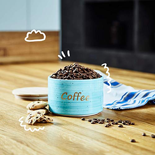 Uno Casa Ceramic Kitchen Canister Set with Airtight Lid - 3 Piece for Coffee Tea Sugar - 28 oz