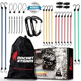 ROCKET STRAPS | (30) PC Bungee Cords with Hooks | Bungee Cord Assortment Includes | Tie Downs | Ball Bungees | Carrying Bag