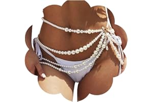Bmirth Pearl Waist Chain Pearls Body Jewelry Layered Belly Chain Dress Pearl Belt Summer Beach Rave Party Body Accessories