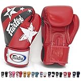 Fairtex Gloves Muay Thai Boxing Sparring BGV1 Size 8, 10, 12, 14, 16 oz in Black, Blue, Red, White, Pink, Classic Brown, Emerald Green, Thai Pride, US, Nation and more (Nation Red,10 oz)