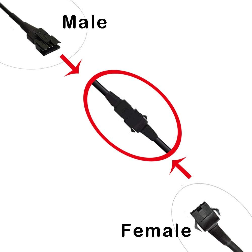 NBWDY 2Pcs 19cm Extension Cable Wire Cord Set 3 Way Splitter Y Cable for LED motorcycle Light Multi-color Neon Strip (2 x 3 Way Splitter Y Cable): Automotive