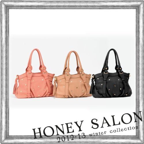 Amazon ハニーサロンバイフォピッシュ Honeysalonbyfoppish ハニーサロンハートドットレザーバッグ ブラック Honey Salon By Foppish ハニーサロンバイフォピッシュ ハンドバッグ