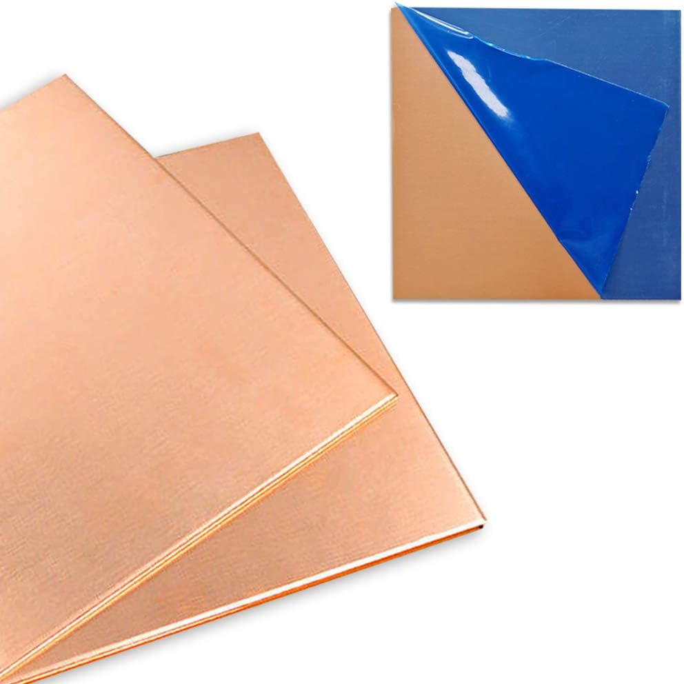 2 Pcs 99.9%+ Pure Copper Sheet, 6" x 6", 20 Gauge(0.81mm) Thickness, No Scratches, Film Attached Copper Plates