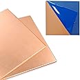 2 Pcs 99.9%+ 1mm Thick Pure Copper Sheet, 4" x 4", 18 Gauge Thickness, 102 x 102 x 1mm, No Scratches, Film Attached, 1mm Copper Plates