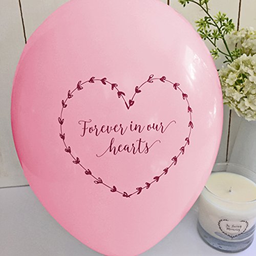 ANGEL & DOVE 25 Pink Forever In Our Hearts Funeral Remembrance Balloons