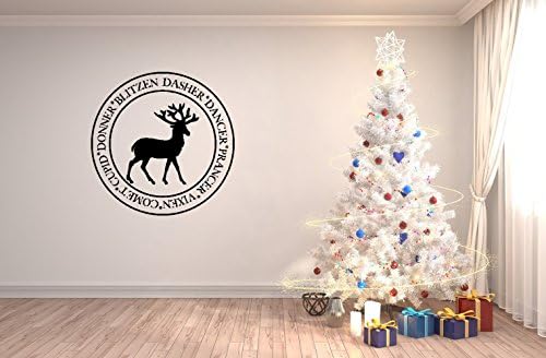 Christmas Wall Sticker Dasher dancer prancer vixon comet cupid donner blitzen rudolph santa reindeer Removable Stickers Peel And Stick For Kids Room Bedroom Nursery Wall Art Decal