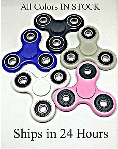 Fidget Hand Spinners 5 Color Bundle Bulk EDC Hand Tri-Spinner Desk Toy Stress Anxiety Relief ADHD Adults Student, Relax Therapy, Stress Pack Combo Green Red Black White Blue Yellow Glow Pink Glow