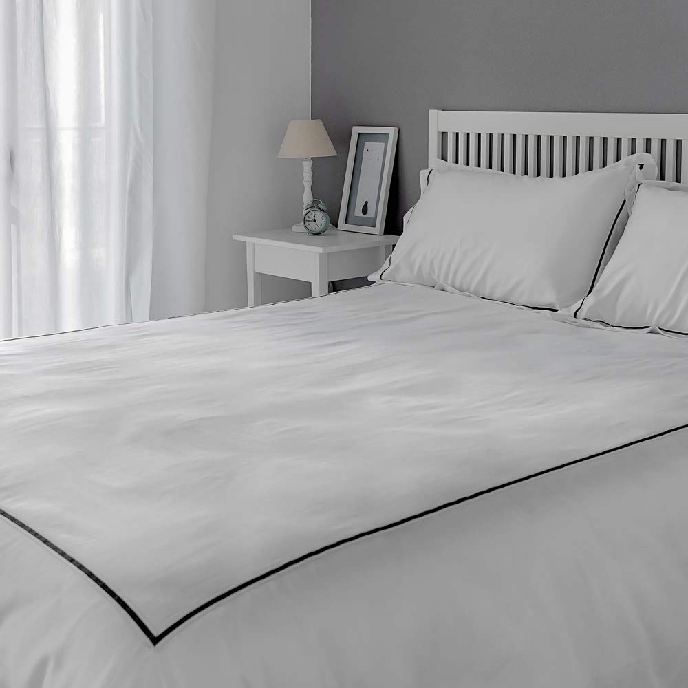 Harmony - Egyptian Cotton 300 Thread Count King Size Duvet Cover, 240x220 cm, White, Luxury Bedding Made in Portugal