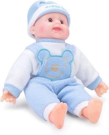 Cuddles collections Happy Baby Laughing Musical and Doll, Touch Sensors with Sound Boy (Blue)