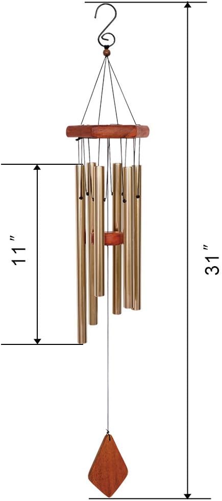 BLESSEDLAND Premium Wind Chimes-6 Hollow Aluminum Tubes, 31" Wind Chime for Garden, Yard, Patio and Home Decoration. (Brown) : Garden & Outdoor