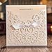 Wishmade 50x White Square Laser Cut Tri-fold Lace Wedding Invitations Cards with Bow Hollow Favors Invitations for Engagement Baby Shower Birthday Quinceanera(set of 50pcs) CW5002