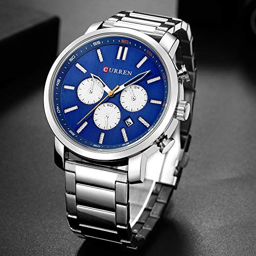 Curren 8315 - Reloj de Pulsera para Hombre con Esfera horaria analógica y Esfera de Acero Azul - Imagen 4