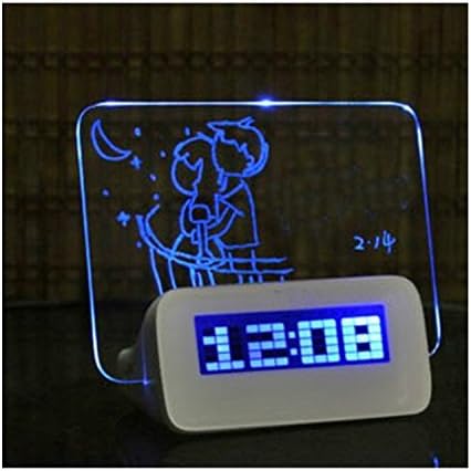 Aioverun Alarm clock LED message board, with fluorescent pen can write messages directly, 4 port USB hub