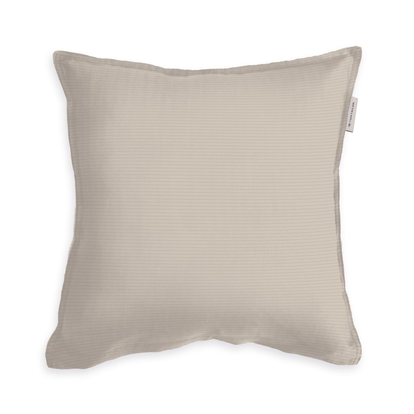 Tom Tailor Satin Cushion Cover, 40 x 40 cm, 100% Cotton/Satin, with Double Stitching, Cushion Cover with Coloured Piping and Branded Zip, Two-Tone Solid Colours Beige (Sunny Sand) โ image 1