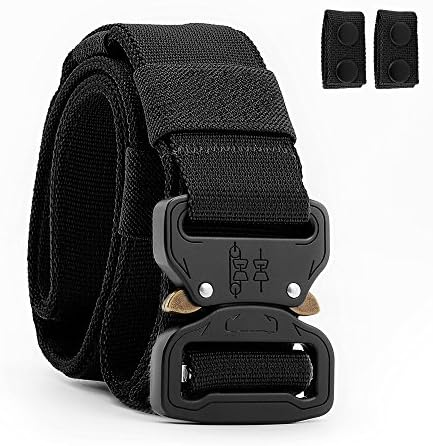 Tactical Belt Heavy Duty Waist Belt Military Style Nylon Belts with Quick-Release Metal Buckle 1.5" (Black, X-Large)