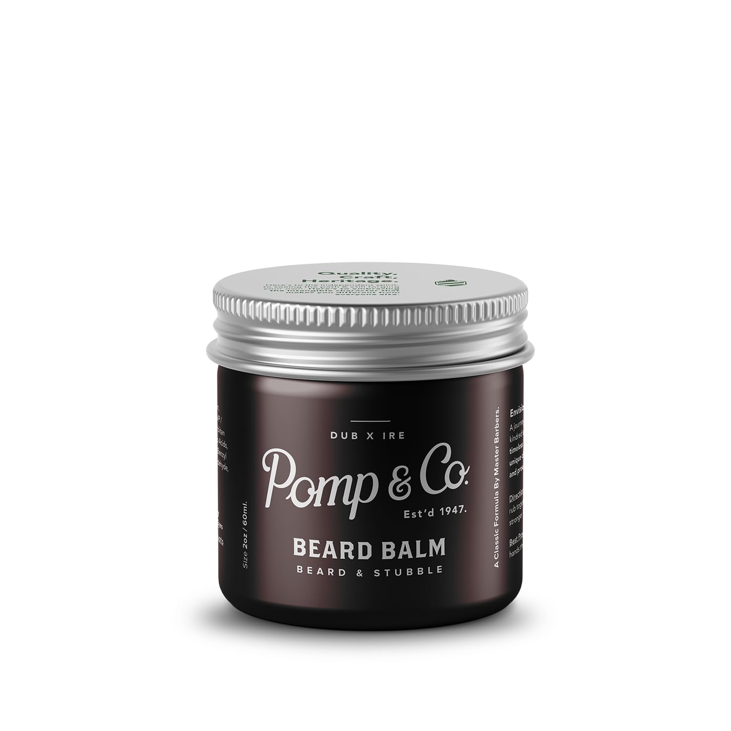 Pomp & Co Beard Balm for Men, Non-Greasy Beard Moisturiser That Softens and Conditions, Matte Finish, Lightweight Styling Balm with Classic Scent, 60ml