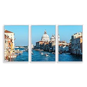 3 Piece Framed Canvas Wall Art for Living Room, Bedroom Italy City Landscape Canvas Prints for Modern Home Decoration Ready to Hang - 16"x24"x3 Panels