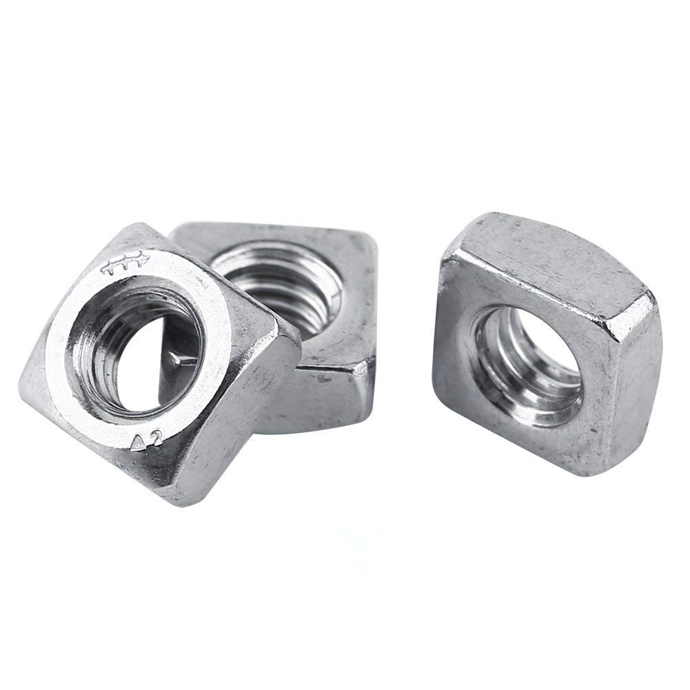 Stainless Steel Square Nuts M3-M8 Metric Thread Fasteners Set, 100pcs SS304 Hexagonal Head Machine Screw Nuts for Industrial Hardware Applications