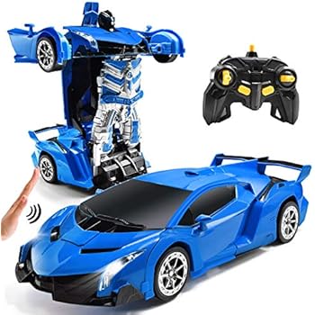 Jeestam RC Cars Robot for Kids Remote Control Transformrobot Car Toys with Gesture Sensing One-Button Deformation Auto Demo, 1:14 Scale 360° Rotation Light Music, Best Gift for Boys Girls (Blue)