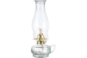 DNRVK Classic Large Kerosene Lamp with Handle Clear Oil Lamp Lantern 12" Height Chamber Vintage Glass Oil Lamps for Indoor Use Decor Lighting