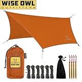 Wise Owl Outfitters Hammock Rain Fly Tent Tarp – The WiseFly Premium 11 x 9 ft Large Hex Waterproof Ripstop Nylon Camping Shelter Canopy Rainfly – Lightweight Camp Gear Accessories - Orange