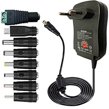 Goaycer Universal Netzteil AC DC mit 3V 4,5V 5V 6V 7,5V 9V 12V inkl. 8 Adapterstecker Plus USB Micro USB zur Stromversorgung 