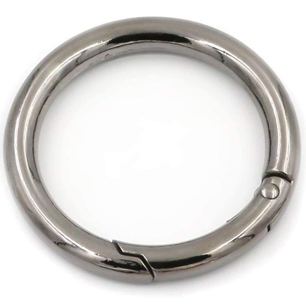 Spring O Rings, 2Pcs Spring Snap Clip Hooks, OD Φ42mm Round Carabiner Snap Clip, Clamp Clasp Keyring Buckle for Bags Purses Handbag Strap (Black)