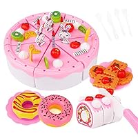 Viesbroty-toy Kids Interesting Interactive Toys Children Cut Fruit Toys Play Kitchen Combination Cut Baby Boys and Girls and Cake Suit Educational Toys (Color : Pink)