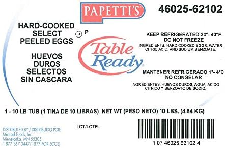 Michael Foods Papettis Table Ready Hard Cooked Egg - Tub, 10 Pound -- 1 each.