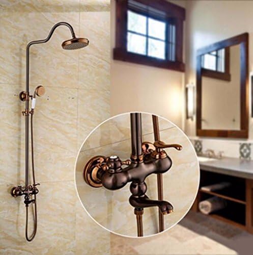 SJQKA Shower Head Antique European Style Retro Rose Gold Dumbbell Suit A Cold And Hot Water Shower Shower Faucet